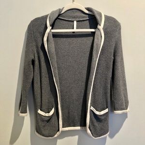 Frenchie BLazer Styled Gray and White Cardigan